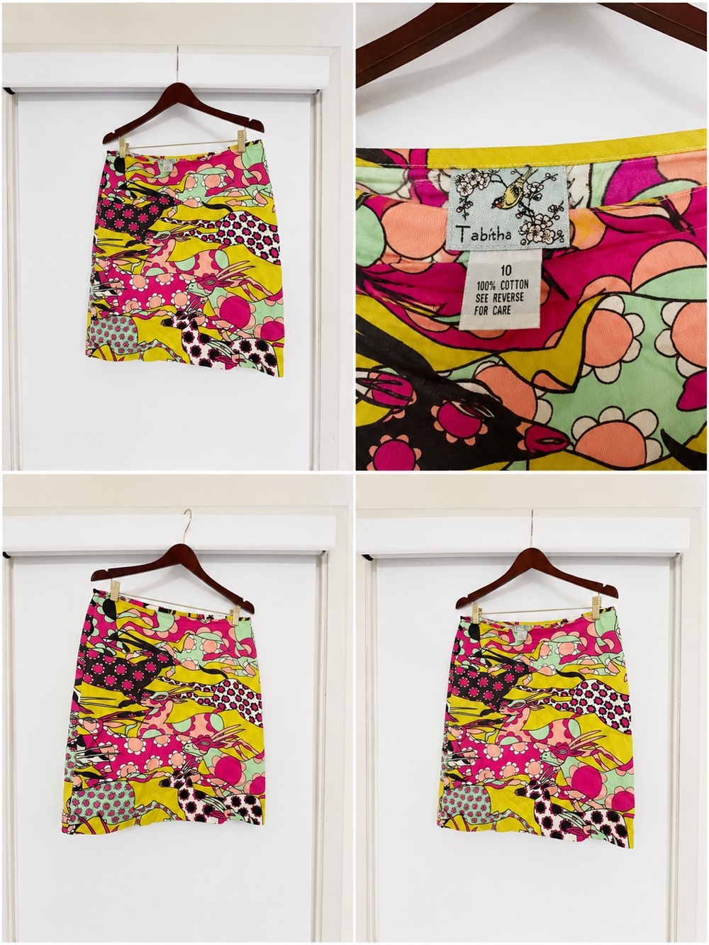 Tabitha Bright Multi-Print Cotton Mini Skirt in Pink, Yellow & Mint
